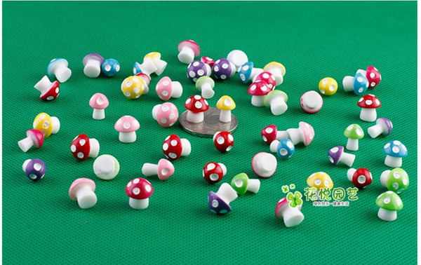 Wholesale 50pcs/lot Resin Mushrooms Fairy Garden Artificial Plant Miniature Decoration Mini Microlandscape Crafts Potted Plant Accessories