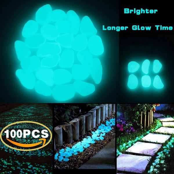 100 Pcs Glow in the Dark Stones,Garden Pebbles Rocks for Outdoor Walkway Window Yard Grass and Fish Tank Decoration Luminous stones