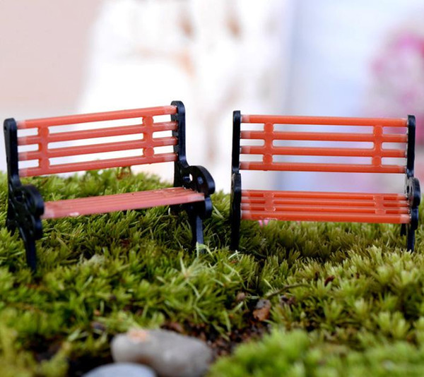 Crafts 50pcs Mini Modern Park Benches Miniature Fairy Garden Miniatures Accessories Toys for Doll House Courtyard Decoration