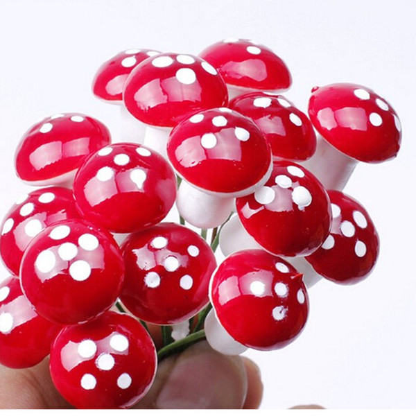 10pcs /Set 2cm Artificial Mini Mushroom Miniatures Fairy Garden Moss Terrarium Resin Crafts Decorations Stakes Craft For Home