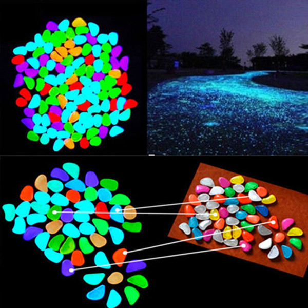 100pcs Garden Ornaments Glow In The Dark Artificial Luminous Pebbles Stone Aquarium Fish Tank Party Wedding Decoration A96486