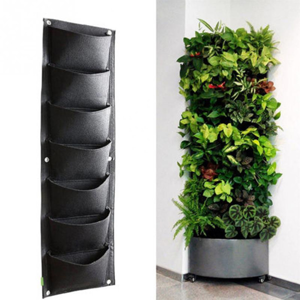 96*30cm 7 Pockets Vertical Garden Planter Grow Bag Wall-mounted Planting Flower Bags Vegetable Living Garden Supplies Free Shipping