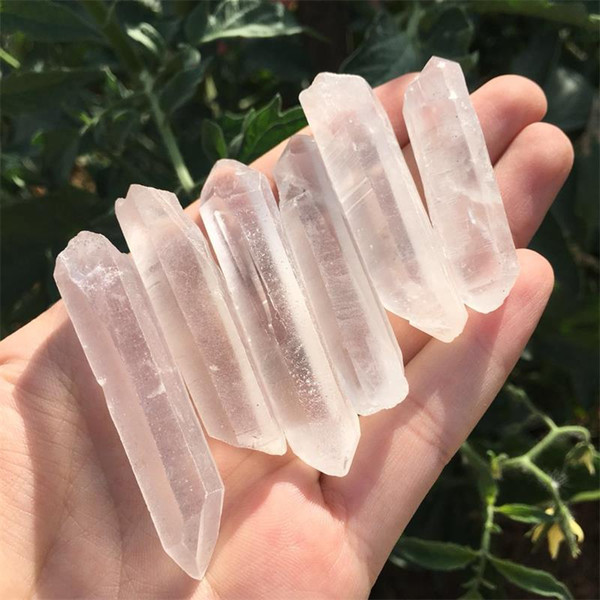 6pcs Clear natural Lemurian Seed quartz crystal point specimen reiki healing rough gemstone crystal point meditation for making jewelry