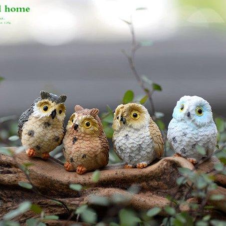 Realistic Christmas Decoration Garden Ornament Cute animal owl Figurine Animal Fairy Dollhouse Plant Decor Accessories wn413