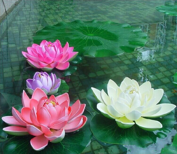 Artificial Flowers EVA Foam Water Lily Lotus Simulation Replica Pond Waterlily Colorful Perfect Decoration Baptism Wedding Party Decoration