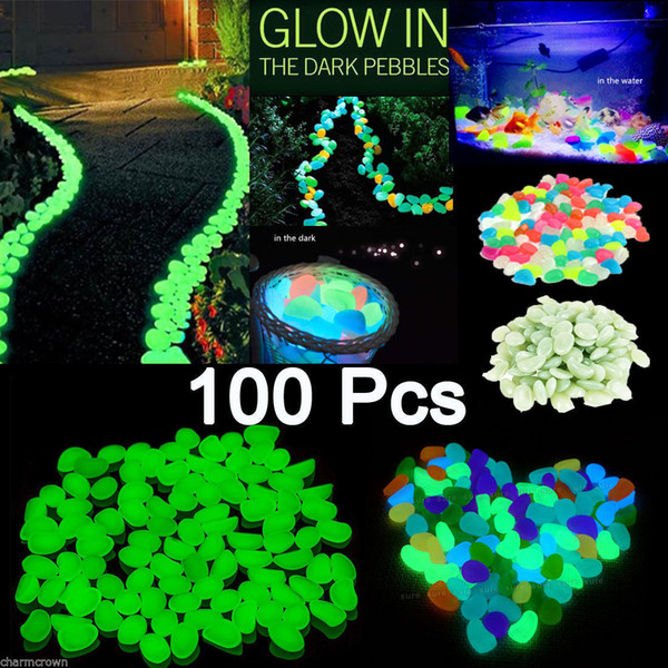 100x Glow In The Dark Pebbles Stone Home Garden Walkway Aquarium Fish Tank Decor Newest Decorative Gravel For Your Fantastic Garden or Yard