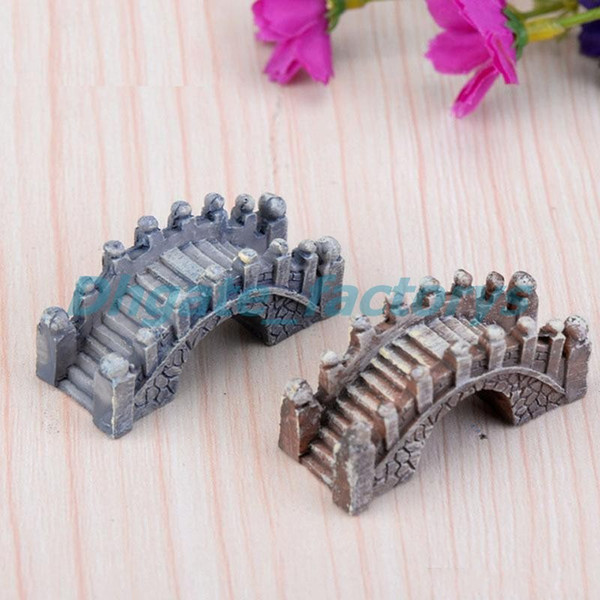 Resin Mini Bridge Miniature Landscape Fairy Garden Moss Terrarium Decoration Tool Garden Crafts DHL