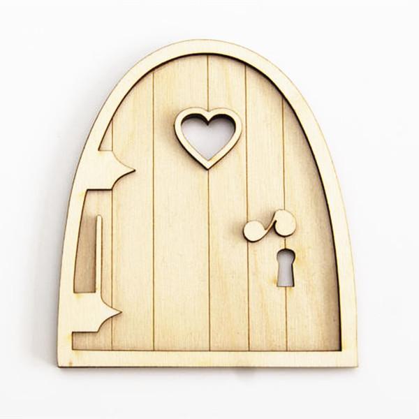 6pcs 3d Wooden Fairy Garden Heart Door Craft Embellishments Decoration Diy Painting Decoration Kids Birthday Hobby Gift