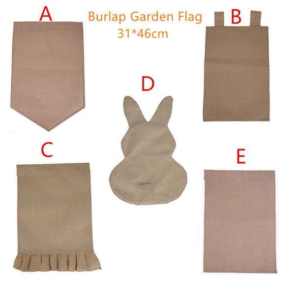 Burlap Garden Flag 31*46cm Halloween Jute Ruffles DIY Linen Yard Hanging Flag House Decoration Portable Banner 5 Styles