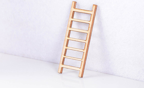Small Wooden Ladder Landscape Decoration Ornament Fairy Garden Doll House