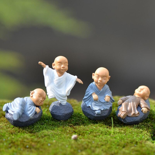 kung fu Cartoon monk figurines fairy garden miniatures ornaments terrarium Decoration moss Micro Landscape resin crafts LX5898