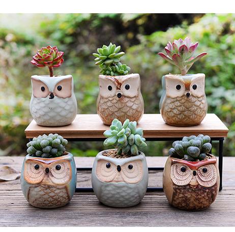 Creative Ceramic Owl Shape Flower Pots 2018 New Ceramic Planter Desk Flower Pot Cute Design Succulent Planter Pot