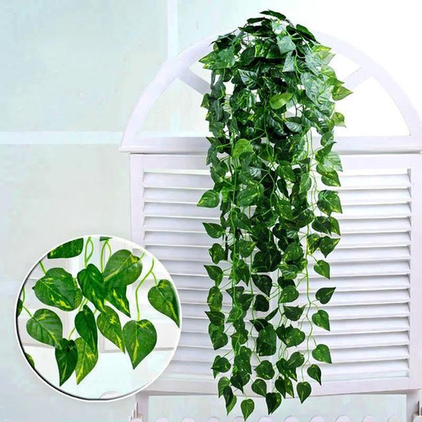 2019 Hanging Vine Leaves Artificial Greenery Artificial Plants Leaves Garland Home Garden Wedding Decorations Wall Decor free shipping