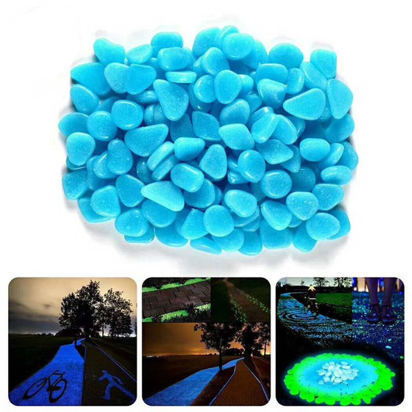 Blue Green Luminous Stones Glow in Dark Garden Decor Road Outdoor Fish Tank Decoration Pebble Rocks Aquarium 100pcs H1129