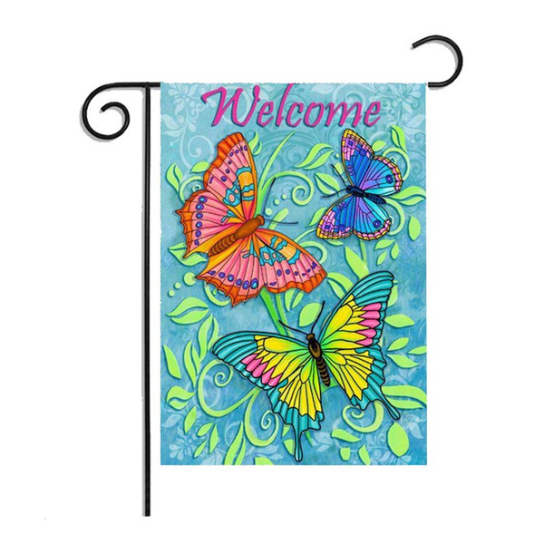 Customize Garden Flag 30x45cm Polyester Sunflower Floral WELCOME Printing Personality Creations Hanging Flags House Garden Yard Decoration