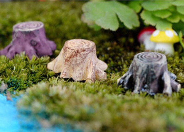 Artificial mini root stump fairy garden miniatures gnomes moss terrariums resin crafts figurines for home decoration accessories