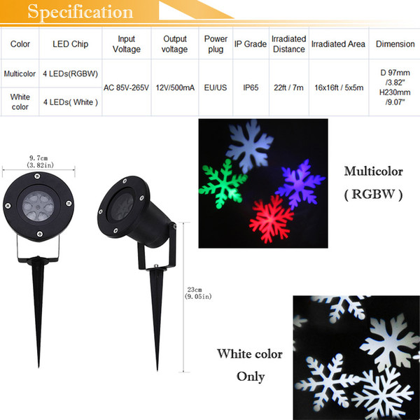 Factory Direct Holiday Lighting easter Snowflake projector Outdoor led lawn light Waterproof for Garden decor White RGB with Power plug