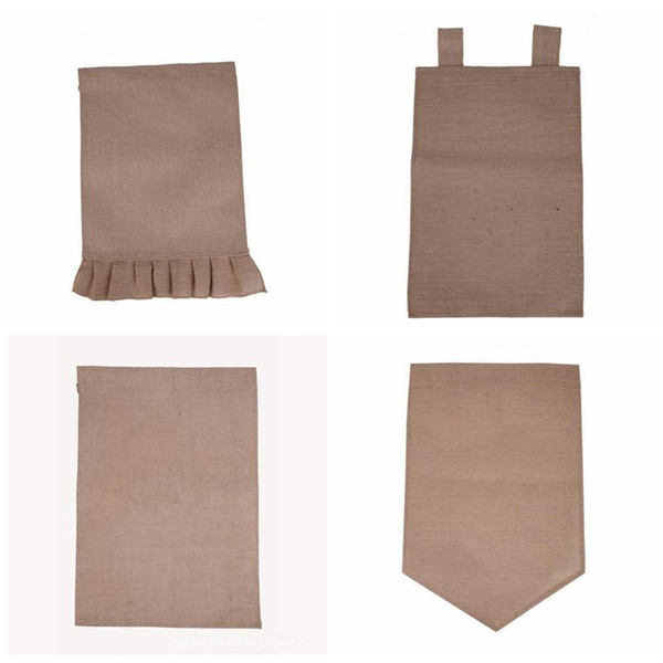 Burlap Garden Flag 31*46cm Jute Ruffles DIY Linen Yard Hanging Flag House Decoration Portable Banner 4 Styles wen4363
