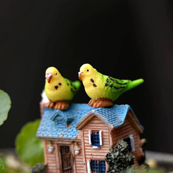 10pcs parrot fairy Garden miniature bird mini jardins Gnomes home accessories terrarium aksesuar ornament resin craft cake decor