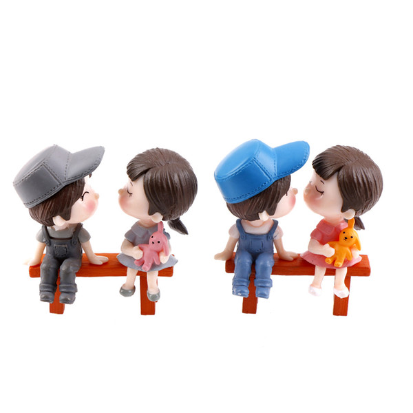 Mini Stool Couples Dolls Fairy Garden Miniatures Decor Dollhouse/Terrarium Action Figures Figurine DIY Micro Landscape 3Pcs/set