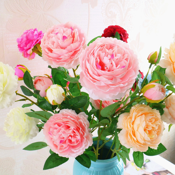 65cm Vivid Real Touch Rose Colourful High Quality Artificial Silk Flower For Wedding Party Decoration 2 heads/bouquet