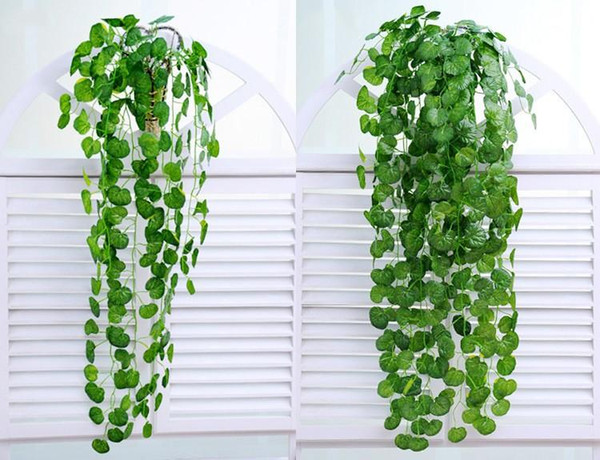 New Hanging Vine Leaves Artificial Greenery Artificial Plants Leaves Garland Home Garden Wedding Decorations Wall Decor free shipping