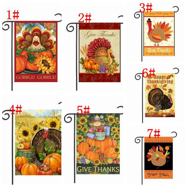 Thanksgiving Garden Flag Banner Turkey Party Home Decor Outdoor Hanging Polyester Garden Flags Thanksgiving Day Decorations 30*45cm YU87