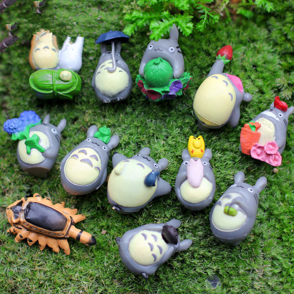 12 pcs/Set My Neighbor Totoro Mini Figure DIY Moss Micro Landscape Toys New garden miniatures decoration Garden Decorations T2I118