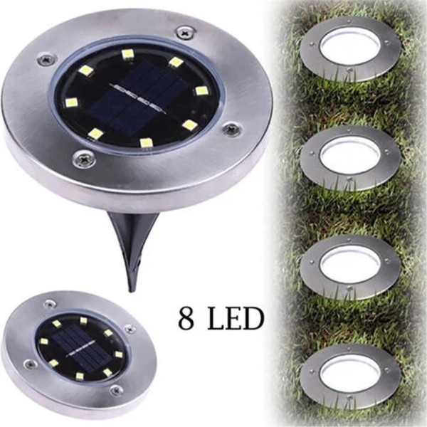 8 LED Solar Powered Underground Buried Night Light for Outdoor Path Lawn Home Garden Landscape Decoration Lamp.