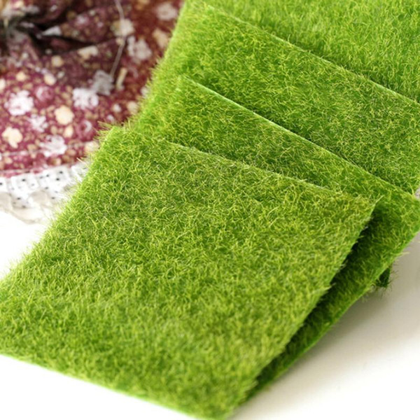 2pcs Artificial Green Grass DIY Fake Moss Miniature Garden Ornament Craft 15x15cm