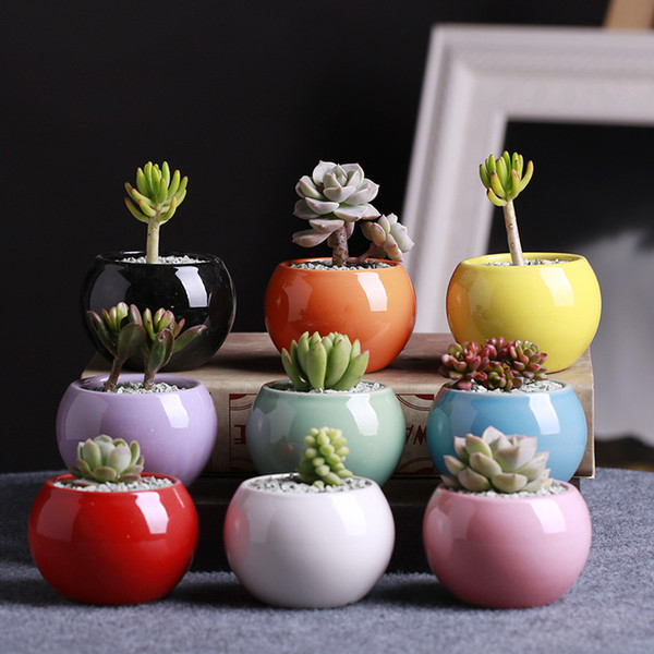 Ceramic Pots Succulents Flower Pot Small Ball Round White Porcelain White Color Mini Creative Free DHL 218