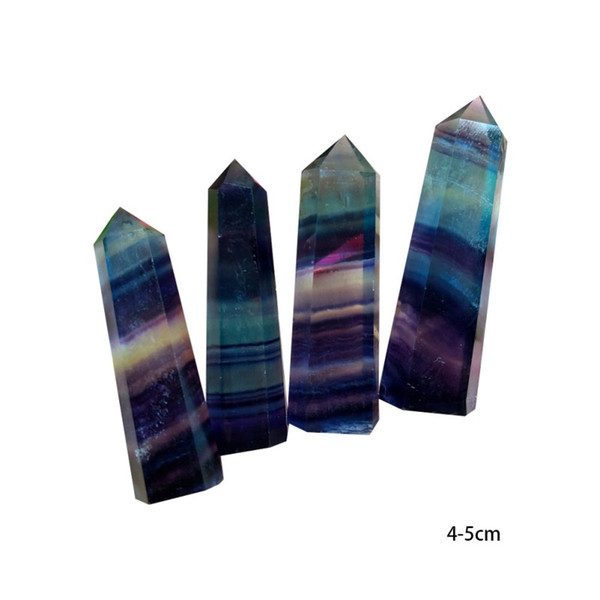 3pc Purple Green Natural Fluorite Quartz Crystal Point Healing Hexagonal Stone Wand for Home Decoration Free shipping