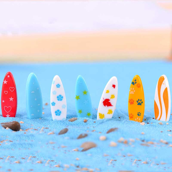 7pcs Beach Surfboard Aquarium Decor Resin Crafts Terrarium Figurines Resin Fairy Garden Miniatures bonsai Tools jardin gomes Zakka