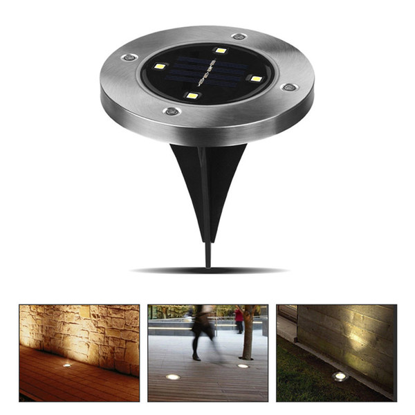 4 led Outdoor Disk Lights Solar Disk Lights Solar Powered Outdoor Portable Lanterns Hiking camping Garden Stair Lights