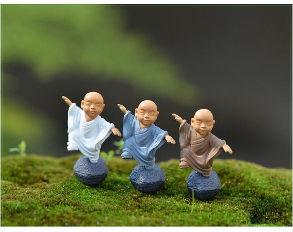 kung fu Cartoon monk figurines fairy garden miniatures ornaments terrarium Decoration moss Micro Landscape resin crafts