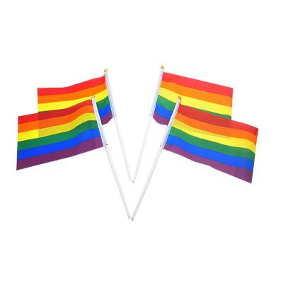 mini Rainbow flag Gay Pride Flag hand weaving banners 5x8 inch HandHeld Mini Flag Fade Resistant LGBT 14*21cm