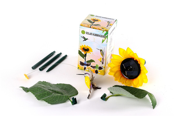 Top quality Christmas Gift Vivid Solar Battery Powered Fluttering Hummingbird Sunflower Gadgets Garden Yard Decoration D709L