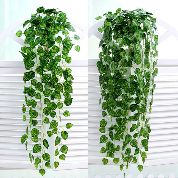 2019 New Hanging Vine Leaves Artificial Greenery Artificial Plants Leaves Garland Home Garden Wedding Decorations Wall Decor free shipping