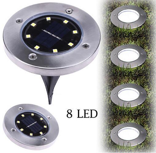 Free shipping 8 LED Solar Powered Ground Light Solar Power Buried Light Under Ground Lamp Outdoor Path Way Garden Decking Solar LED Light