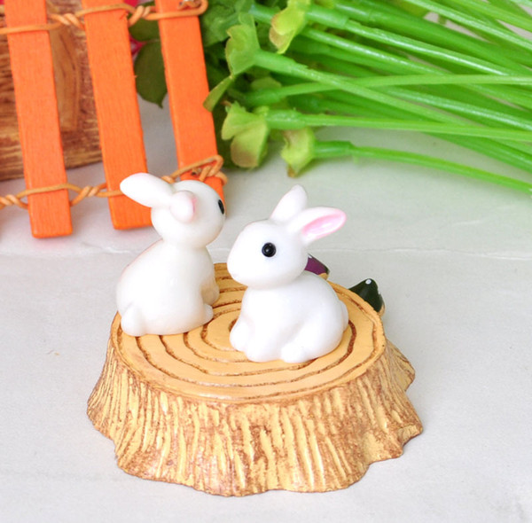 Fairy Garden Miniature Rabbit White Bunny Artificial Mini Rabbits Decors Resin Crafts Bonsai Decorations Home Decorative Ornaments