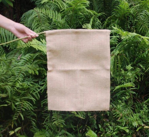 Jute Burlap Garden Flags DIY Flags W/12*H/18 Inch H Liene Yard Hanging Flag House Decorations C001