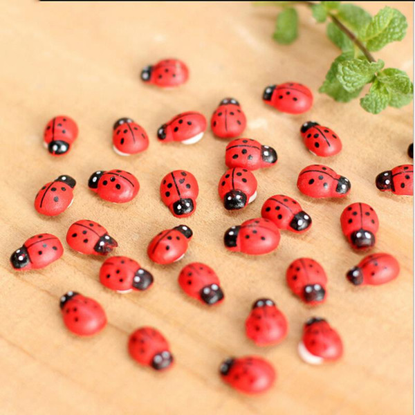 Miniature Decorations Coccinella Septempunctata Resin Crafts DIY Little Garden Decor 100Pcs