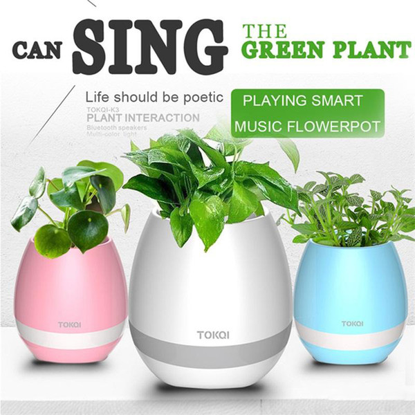 Bluetooth Smart Music Flower Pots Intelligent Real Plant Touch Play Flowerpot Colorful Light Long Time Play Bass Speakers Night