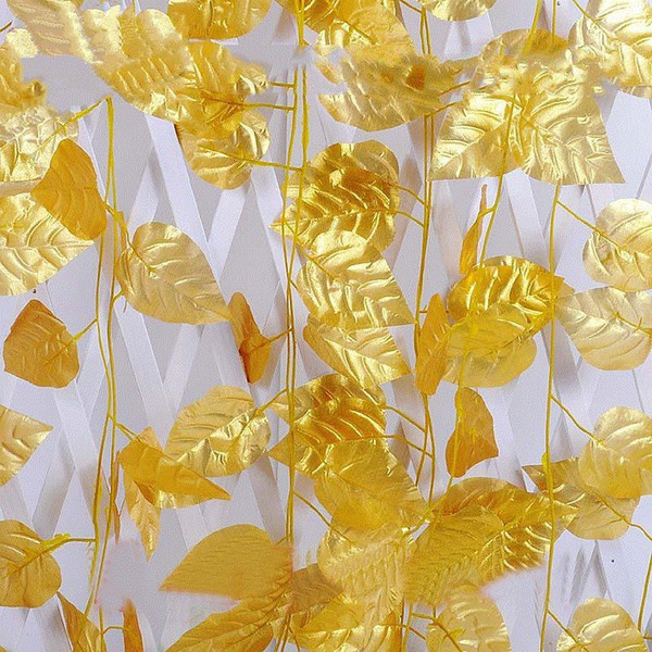 pack of 12 strings 230cm/pc Gold leaf artificial fruit leaf wall decor fake flower leaf garden ornaments home creative wall decor plants