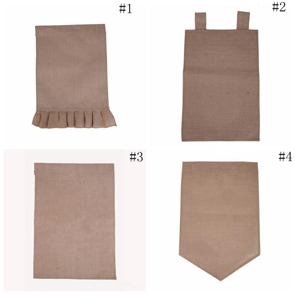 Burlap Garden Flag 31*46cm Jute Ruffles DIY Linen Yard Hanging Flag House Decoration Portable Banner 4 Styles OOA2356