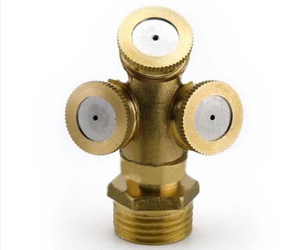 3 Heads Brass Agricultural Mist Spray Nozzle Sprinkler Garden Watering Roof Cooling Lawn Irrigation System 00906