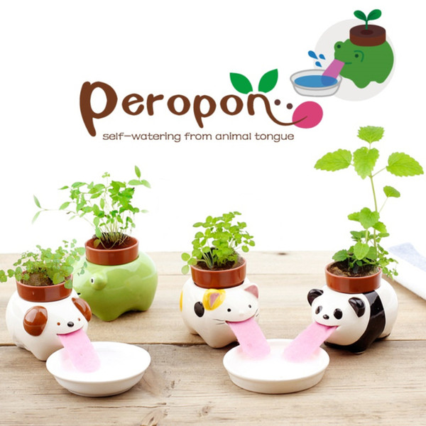 Ceramic Cultivation Peropon Drinking Animal Planter Cute Animal Tongue Self Watering Pot Critters Ceramic Creatures Flower Gift