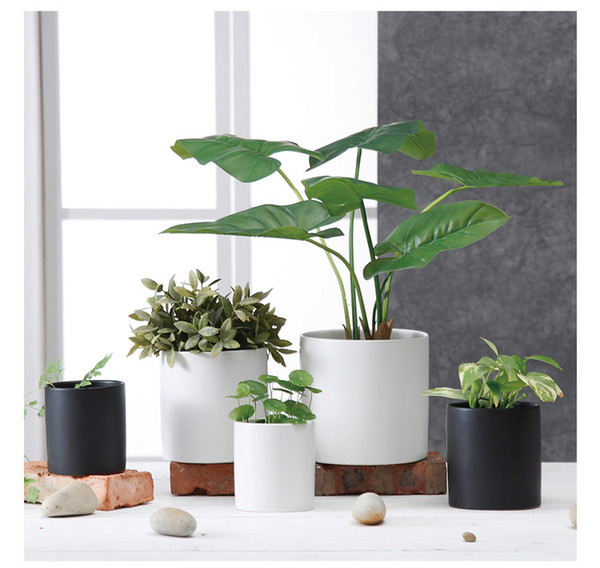 succulents pots Simple Round white black Matte flower pots planters succulent plant potted on the desk home decoration four sizes in stock