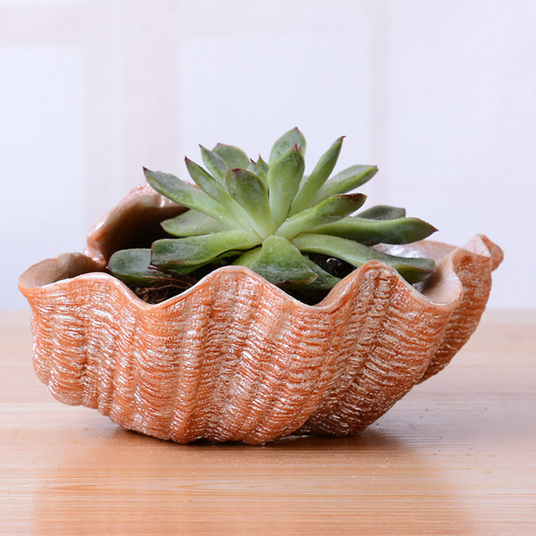 succulents pots Decorative fashion Creative Resin shell molding flower pots planters succulent pots put on desk home decoration wholesale