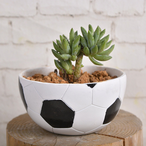 succulents pots Decorative fashion Creative football molding flower pots planters succulent Resin pots put on desk home decorat wholesale